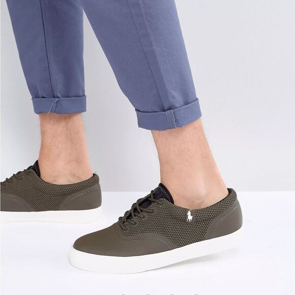 POLO RALPH LAUREN VERNON MESH LOW TOP BOAT SNEAKER DEFENDER GREEN SIZE 11.5 - Picture 1 of 11